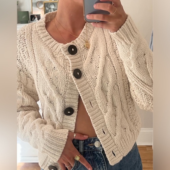 FREE PEOPLE Cream Bonfire Cardi - Picture 4 of 13